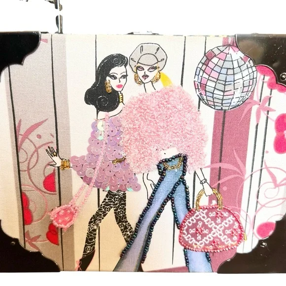 Fashion Cigar Box Bag in Pink and Black NWOT - Picture 2 of 7